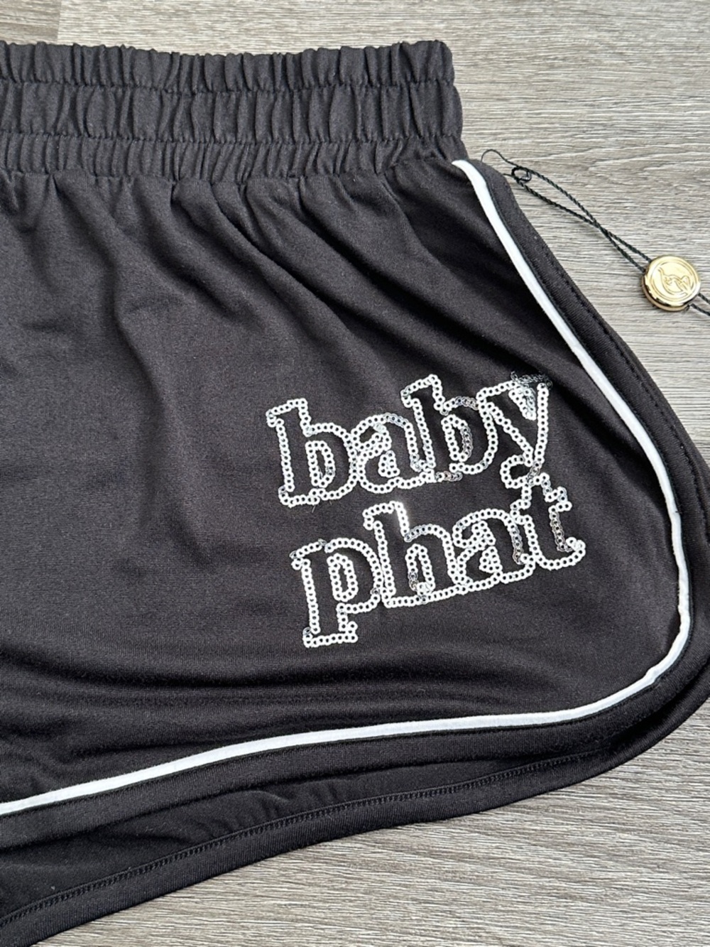 NWT Women’s Baby Phat Black Women's Track Shorts with White Piping - Picture 5 of 6